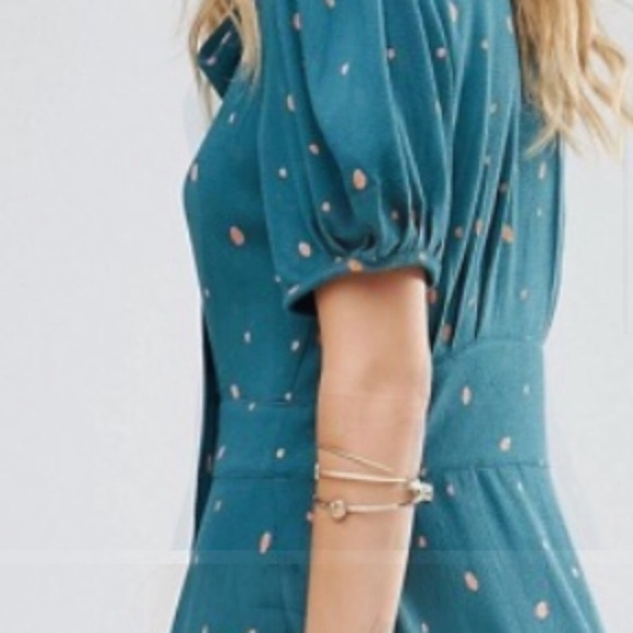 FREE PEOPLE Fit n Flare Tie Neck Boho Dress - Picture 4 of 9